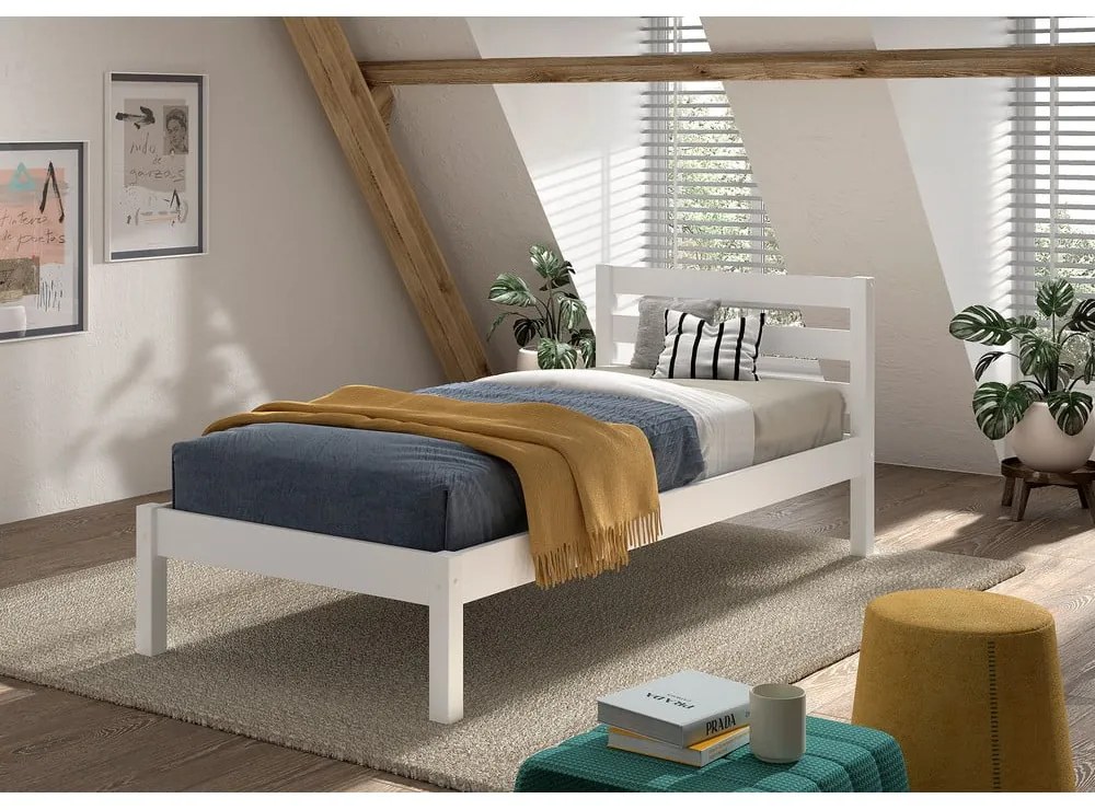 Biela detská posteľ z borovicového dreva bez roštu 90x200 cm Pino – Vipack