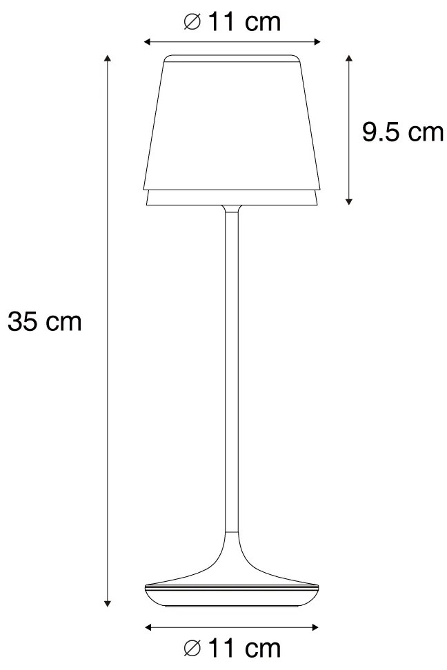 Stolná lampa tmavosivá vrátane LED IP65 nabíjateľná s nabíjacou stanicou - Bass