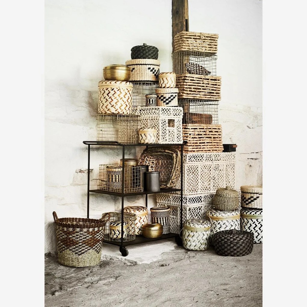 MADAM STOLTZ Drôtený košík s vekom Rectangular Wire Basket Veľkosť S