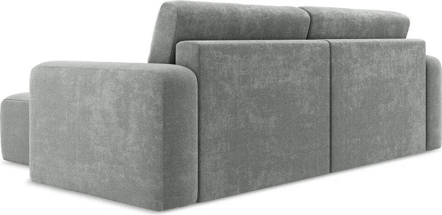 Sivá ženilková rozkladacia/s úložným priestorom rohová pohovka (pravý roh/s leňoškou) Kona – Makamii