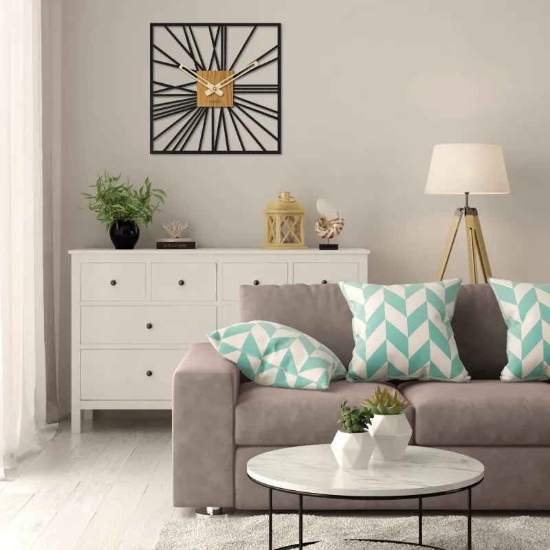 Drevené nástenné hodiny z HDF - Čierne, biele alebo dub | SENTOP HDFK038-dub