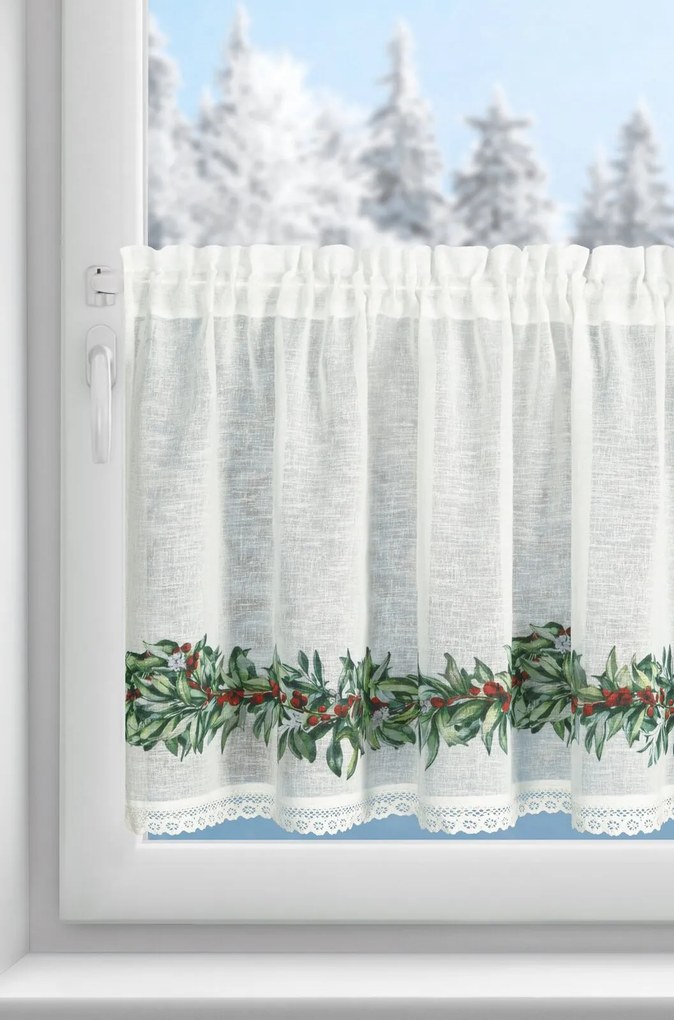 KRÁTKA VIANOČNÁ ZÁCLONA NA PÁSKE XMAS8 150X60 CM VZOROVANÁ