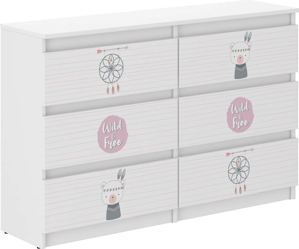 Wooden Toys Detská komoda R-120 MEDVEDÍK INDIÁN