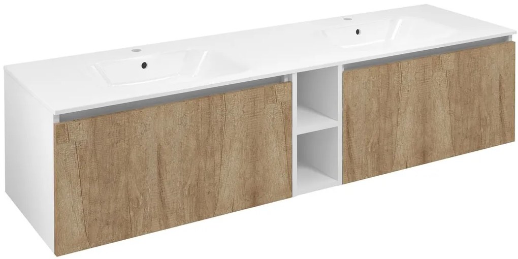 Sapho Sapho, LOREA skrinka 160x46x51,5cm (70+20+70cm), dub alabama/biela matná, LE070-2231-08