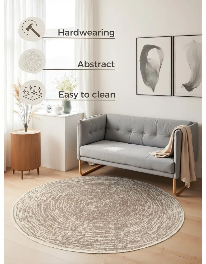 Béžovo-krémový okrúhly koberec ø 120 cm Gloria Cavallo – Hanse Home