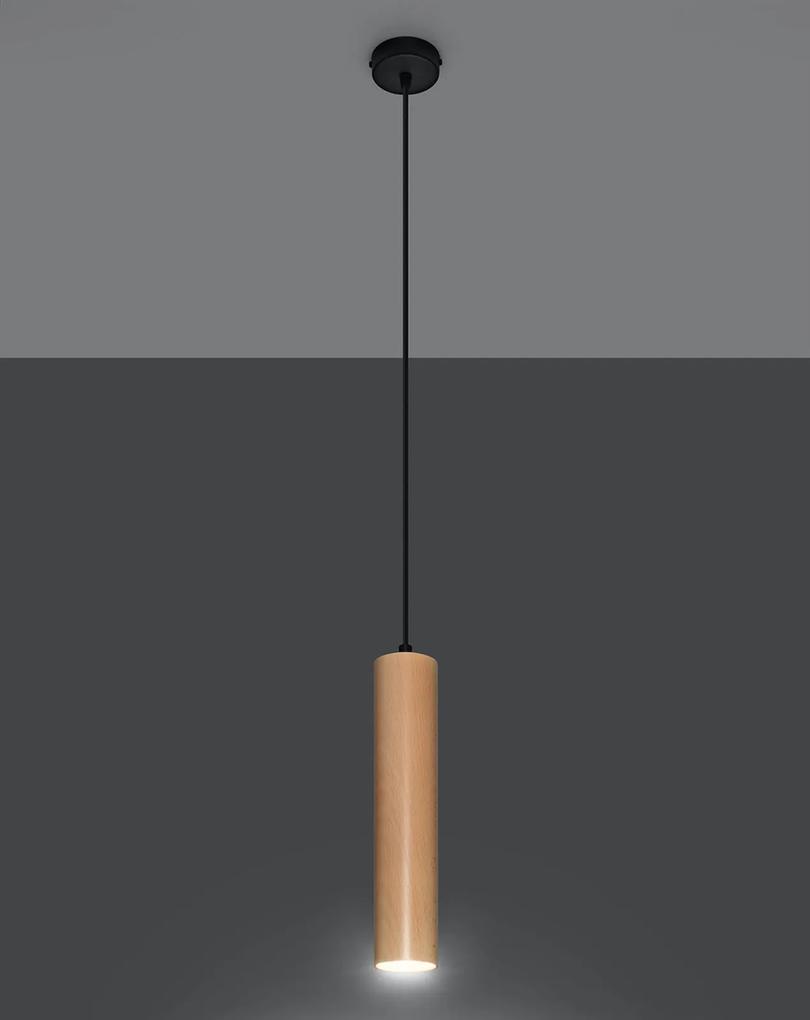 Závesné svietidlo Lino, 1x drevené tienidlo