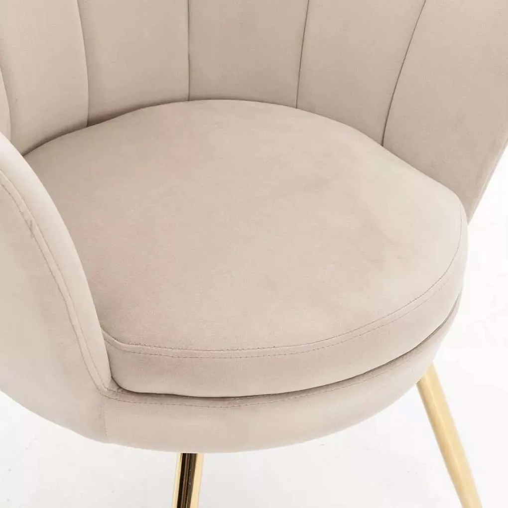 LuxuryForm DESIGN Kreslo FREY VELUR so zlatými nohami - latte