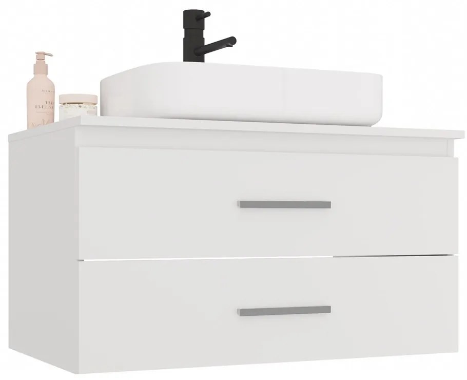 Závěsná skříňka pod umyvadlo s deskou NEL 2S 80 cm bílá
