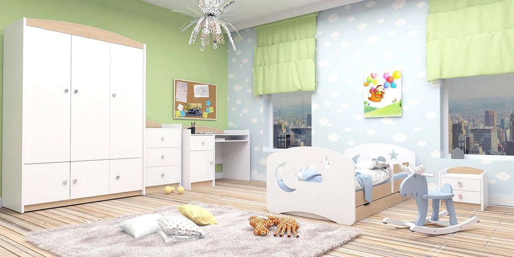 Happy Babies Detská posteľ Happy dizajn/oblak,hviezda,mesiačik Farba: svetlá hruška, Rozmer.: 200 x 90 cm