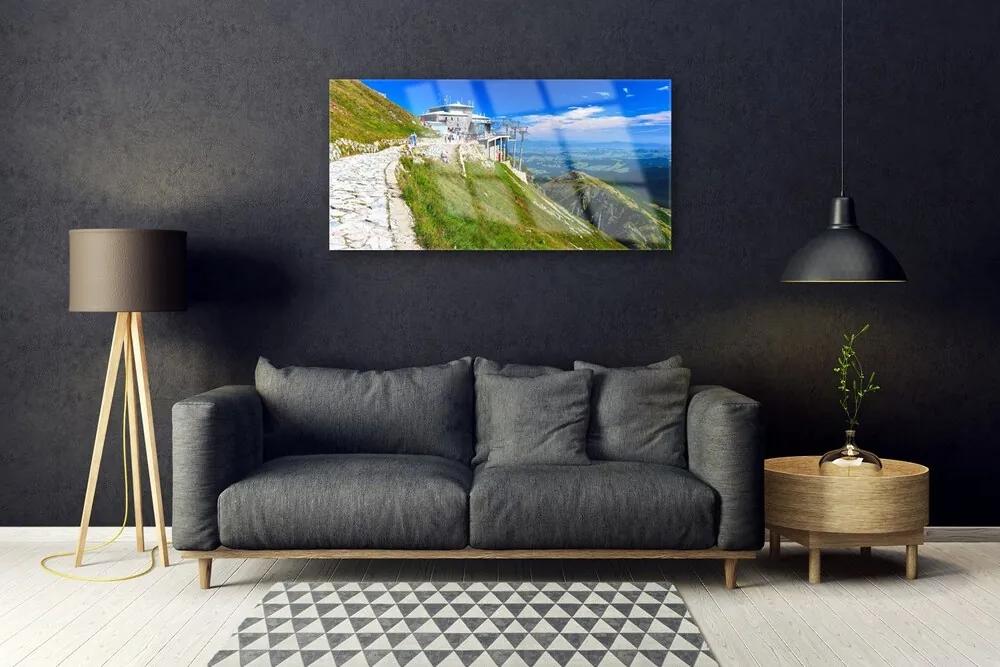 Obraz na skle Hory chodník príroda 125x50 cm