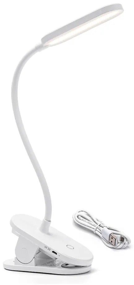 Aigostar - LED Stmievateľná nabíjacia stolná lampa s klipom LED/2,5W/5V 1200mAh biela