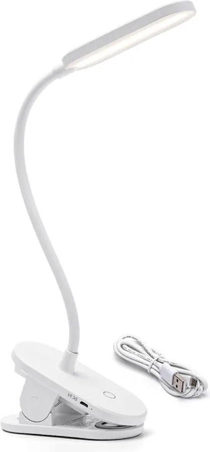 Aigostar - LED Stmievateľná nabíjacia stolná lampa s klipom LED/2,5W/5V 1200mAh biela