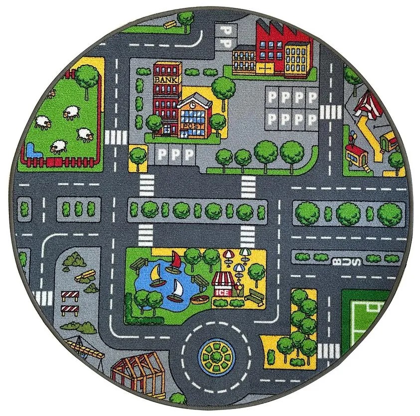 Koberec Kids Duoplay 1,0/1,0 okrúhly sivý