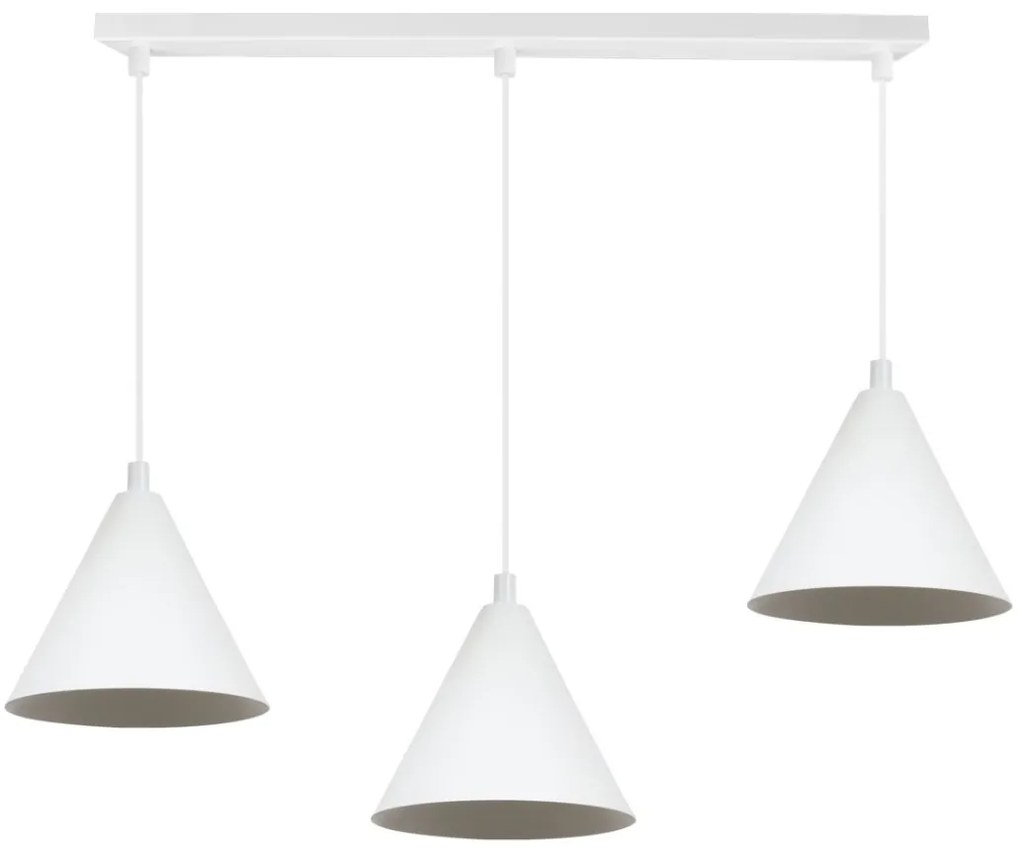Závesné svietidlo Soho, 3x biele kovové tienidlo, (fi 14cm)