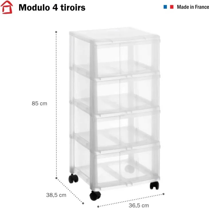 SUNDIS Úložný box so 4 zásuvkami, transparentný, ORGAMIX - MAXI
