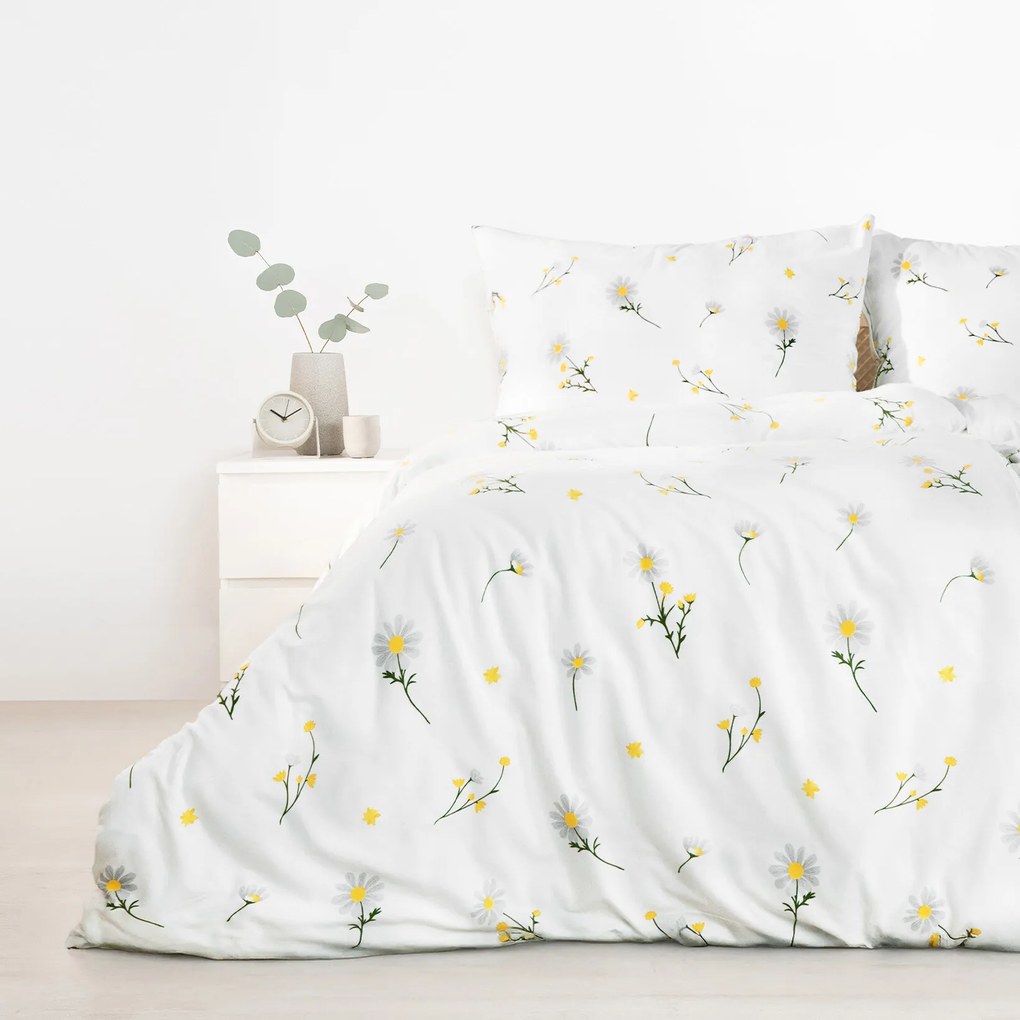 Goldea flanelové posteľné obliečky - harmanček 200 x 200 a 2ks 70 x 90 cm