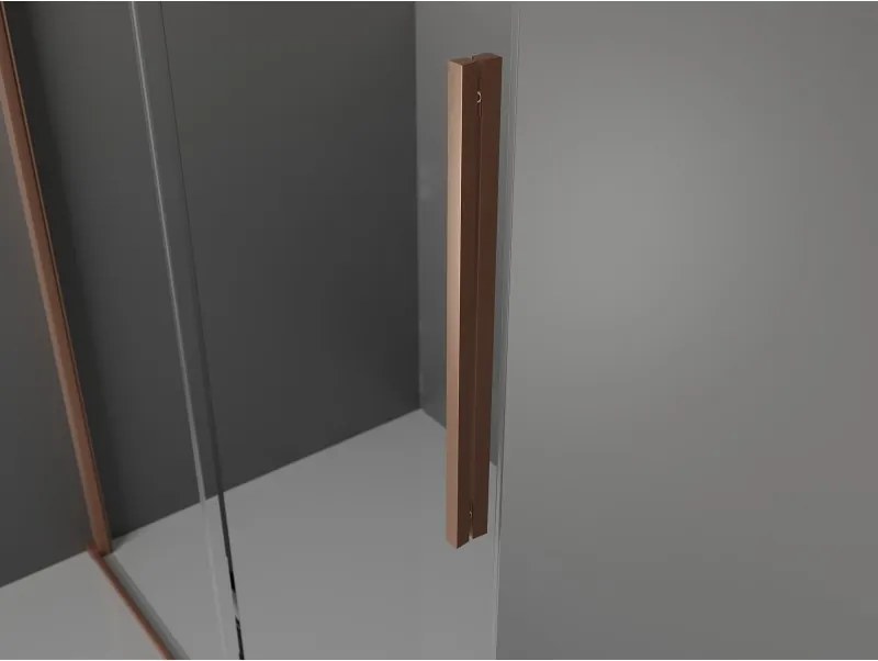 Mexen Velar L, sprchový kút s posuvnými dverami 90 x 90 cm, 8mm číre sklo, medená matná, 871-090-090-03-65