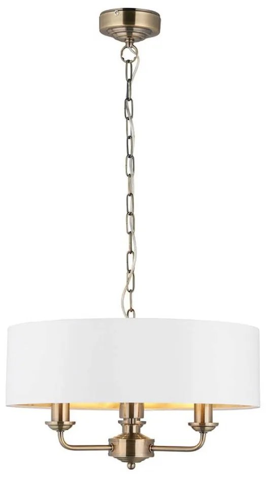 Endon 98934 - Luster na reťazi HIGHCLERE 3xE14/40W/230V biela/mosadz