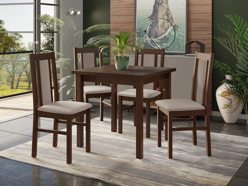 Stôl so 4 stoličkami - AL27, Morenie: Orech - L, Poťahové látky: Zetta 297