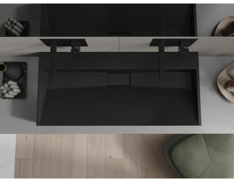 Mexen Ava, umývadlo na dosku z konglomerátu B/O 100 x 46 cm, čierna matná, 23011070