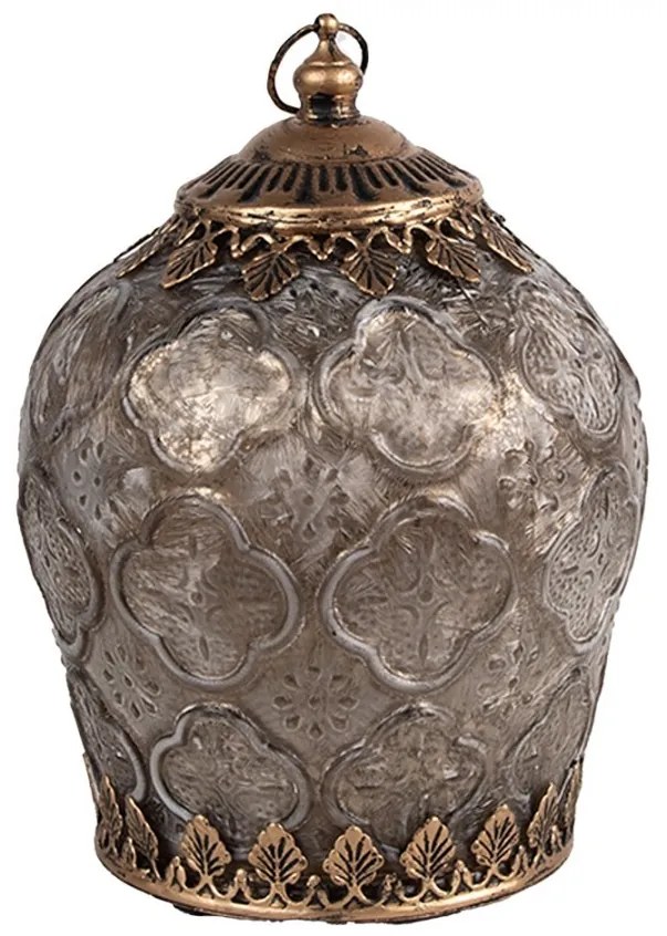 Hnedá sklenená svietiaca LED lampáš Balli - Ø 13*18 cm