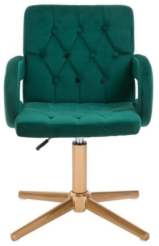 LuxuryForm DESIGN Stolička BOSTON VELUR na zlatom kríži - zelená