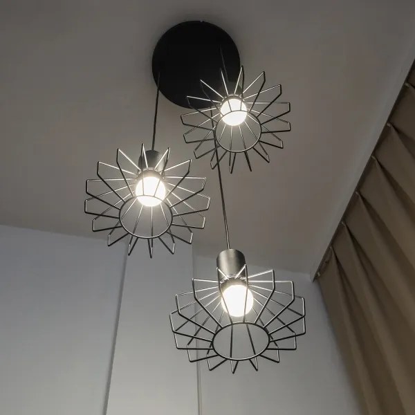 Luster na lanku SOLANO 3xE27/15W/230V čierna/lesklý chróm