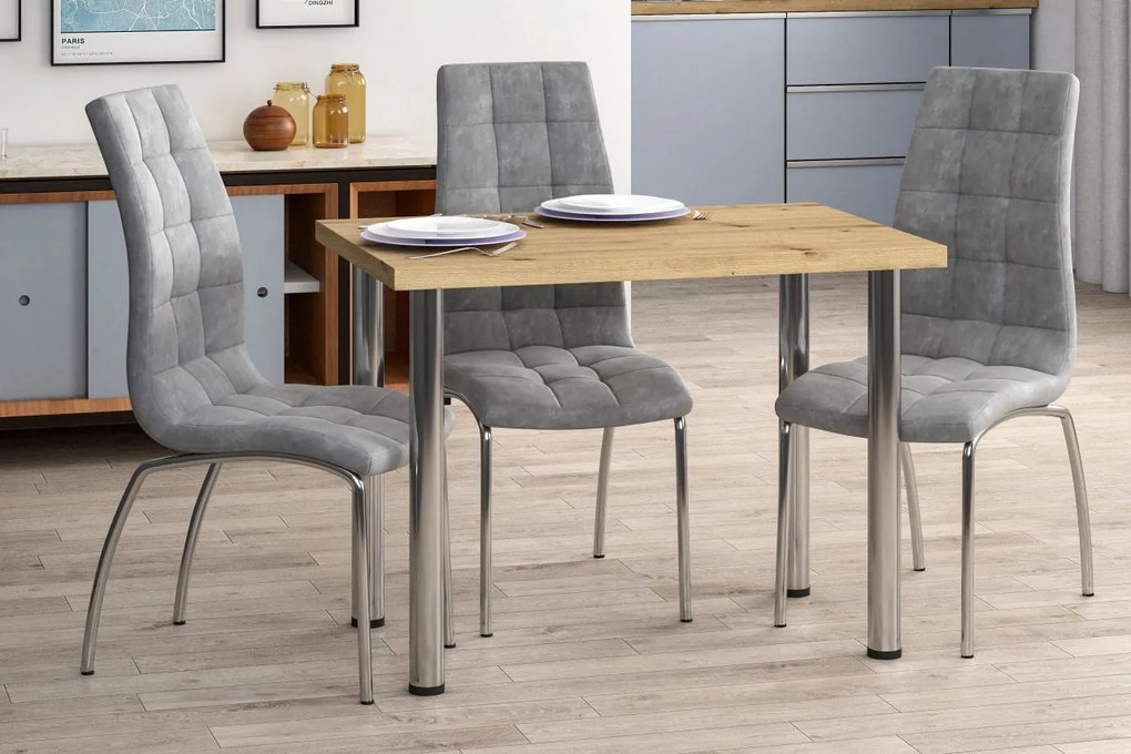 Vintino Jedálenský stôl LUNARO 101 × 67 cm – dub artisan / chróm