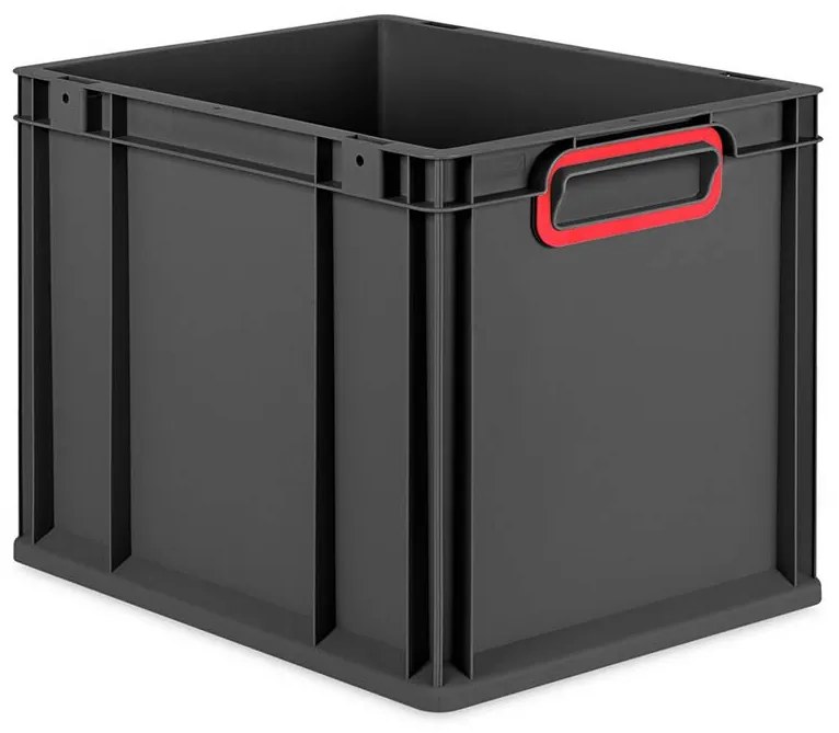 Sada 4 kusov - Eurobox Next Gen 2.0 Cycle - Stohovateľný kontajner s uzavretými rukoväťami - Červený - 400 x 300 x 320 mm - Antracit