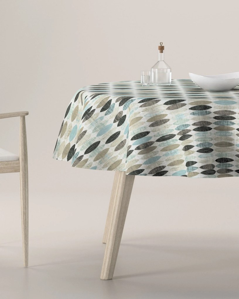 Obrus okrúhly farba produktu béžová látka vzorované