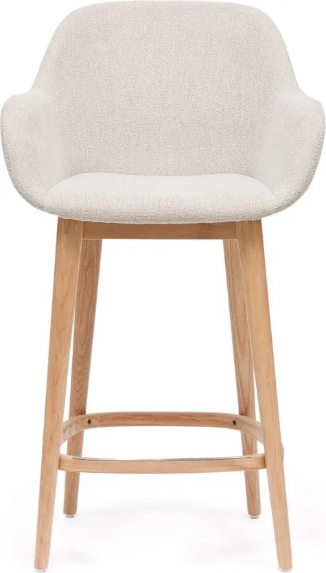 Béžová čalúnená barová stolička s podrúčkami (výška sedadla 66 cm) Konna – Kave Home