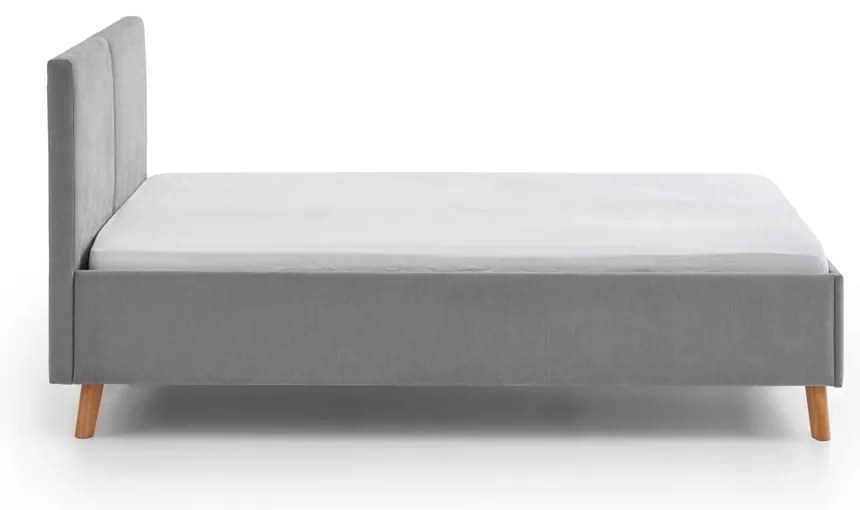 Sivá čalúnená dvojlôžková posteľ s roštom 140x200 cm Piano – Meise Möbel
