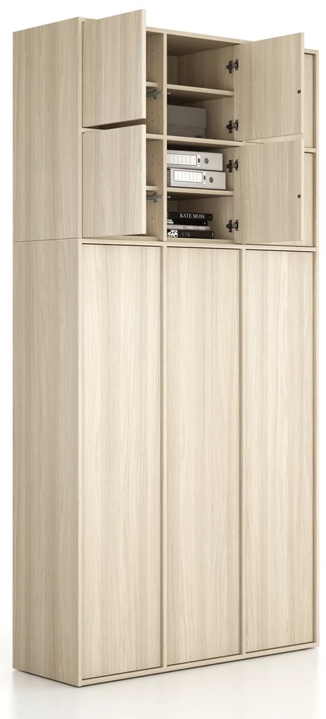 Nadstavba pre skrine FRAME, 6x dvere, 1299 x 450 x 854 mm, PUSH-lock, dub prírodný