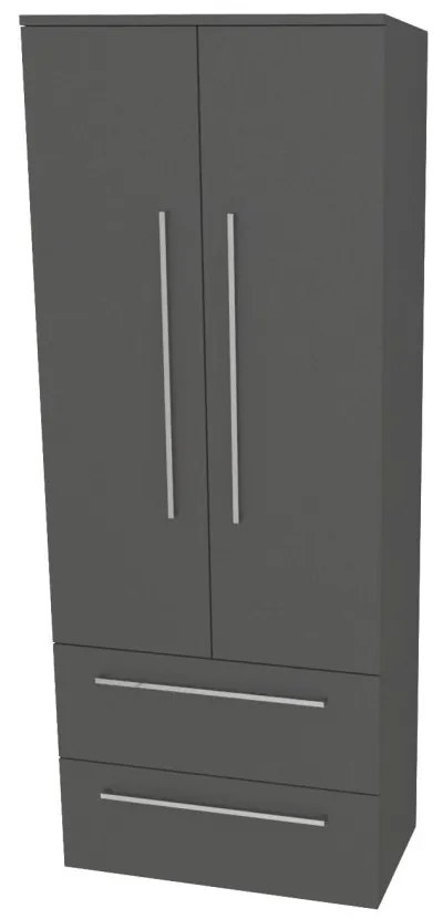 Mereo, Mereo Bino, kúpeľňová skrinka vysoká 163 cm, dvojitá, Multidecor, Šedá diamant, MER-CN699SEDD