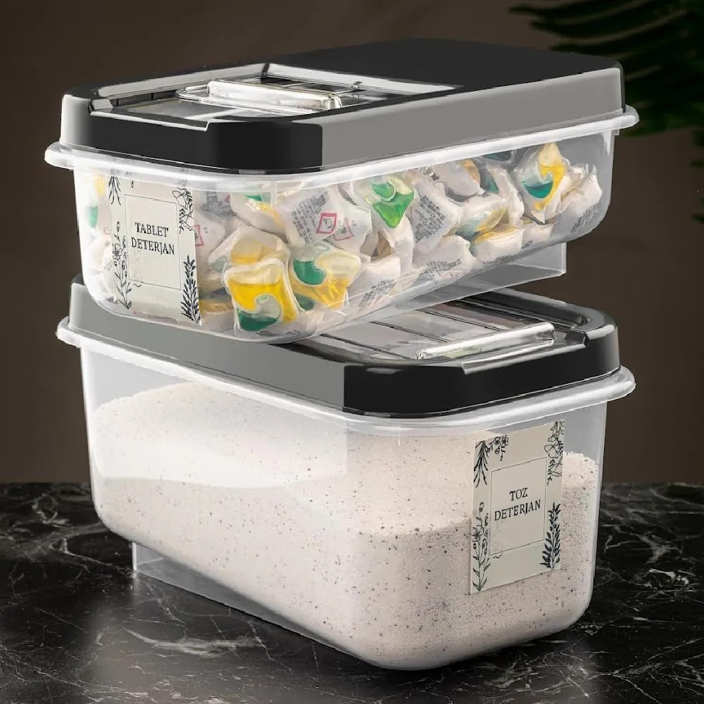 2. akosť - Dóza na potraviny, veľkokapacitný box SLOP, sivé posuvné veko - 7,5 l
