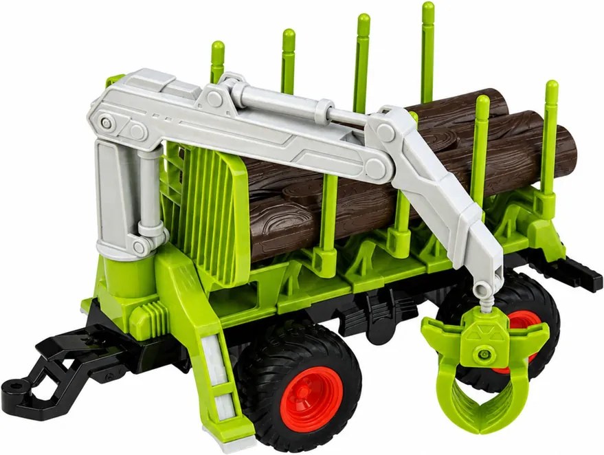 LEAN Toys Diaľkovo ovládaný traktor RC s lesným prívesom a drapákom na drevo v mierke 1:24