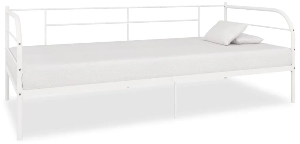 vidaXL Rám dennej postele, biely, kov 90x200 cm