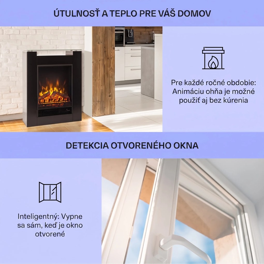 Klarstein Studio-5, elektrický krb, teplovzdušný ventilátor, 900/1800 W, diaľkové ovládanie, čierny