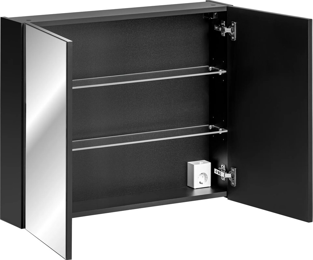 Comad Zrkadlová skrinka bez osvetlenia Santa Fe Black 80 čierna