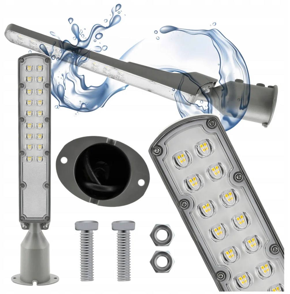 Germina LED pouličná lampa / lampáš HERMETIC 50W sivá 5000lm 5000K