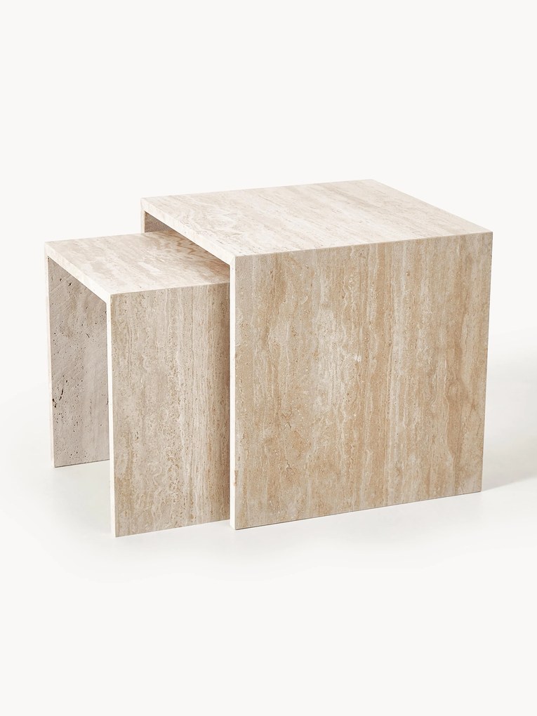 Travertínové pomocné stolíky Varu, 2 ks