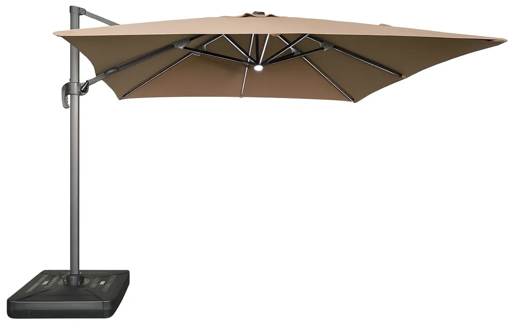 Zahradní slunečník Houseland Vexon s LED osvětlením 300x300 cm světle hnědý