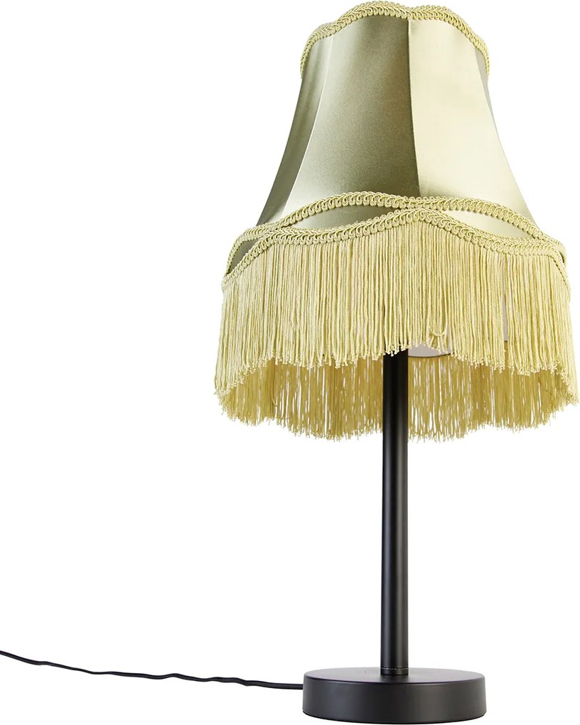 Klasická stolná lampa čierna s tienidlom Granny zelená 30 cm - Simplo