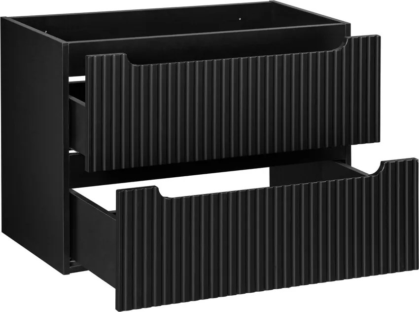 Závesná skrinka pod umývadlo Nova Black I s doskou 80 cm čierna/dub pobrežný