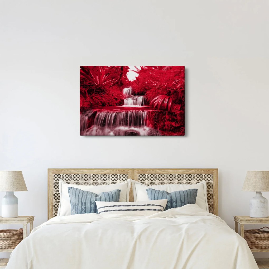 Obraz - Indonézske vodopády v červenej (90x60 cm)