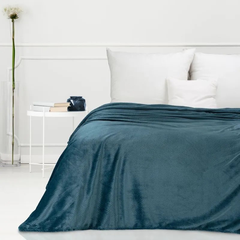 EUROFIRANY Flano deka veľmi mäkká na dotyk s 3d efektom 220 cm x 200 cm tmavomodrá 100 % polyester Varianta: 401109