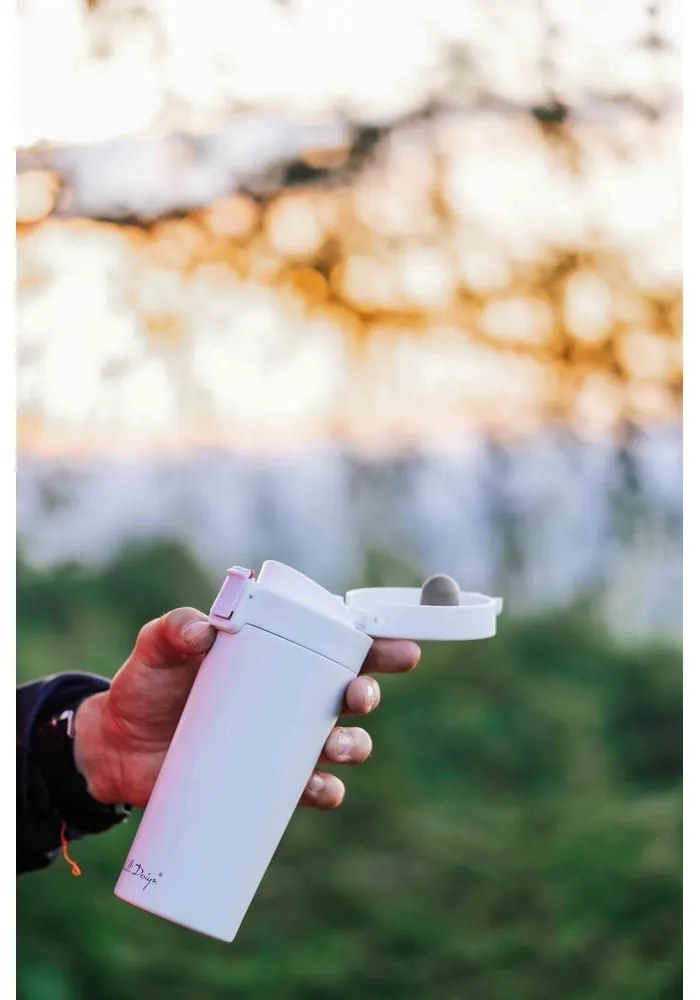 Biely cestovný termohrnček Vialli Design Fuori, 400 ml