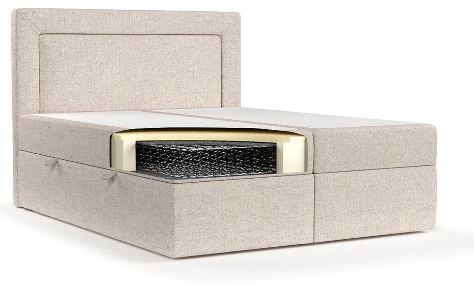 Béžová boxspring posteľ s úložným priestorom 140x200 cm Imagine – Maison de Rêve
