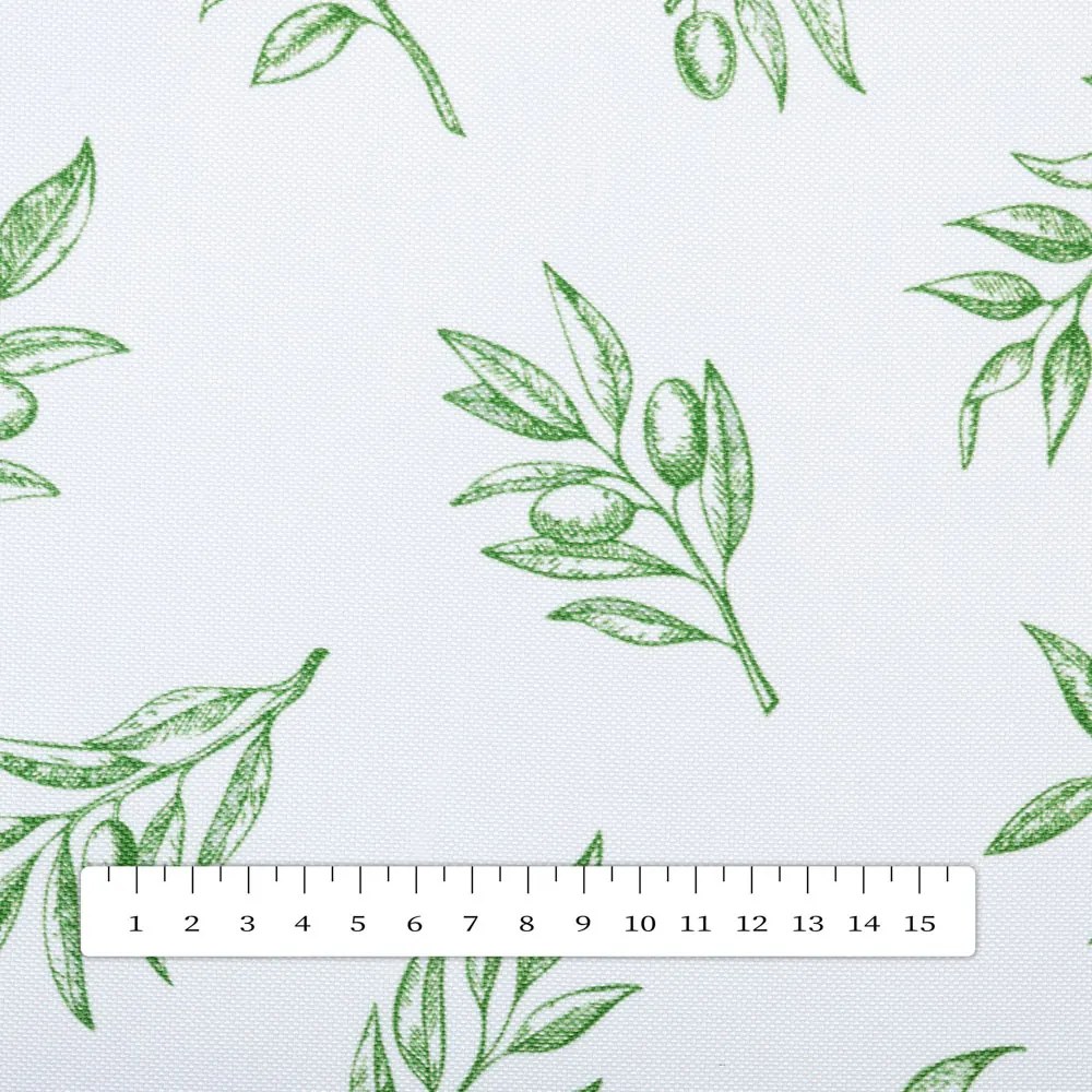 Biante Teflónový štvorcový obrus TF-113 Zelené olivové vetvičky na bielom 80x80 cm