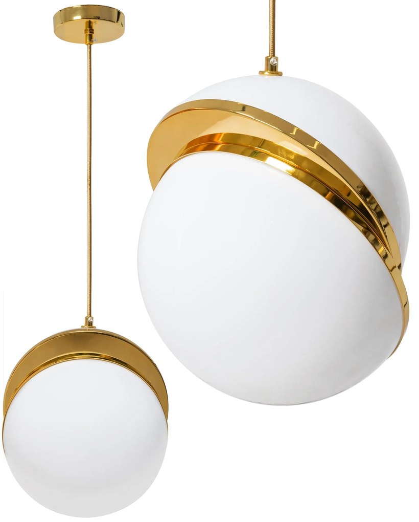 Toolight Toolight, závesná stropná lampa akrylová guľa 1xE27 APP481-1CP, biela-zlatá, OSW-00598